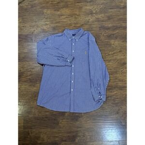 U.S. Polo Assn. 4XLT Purple White Plaid Stretch Shirt Preppy Pony